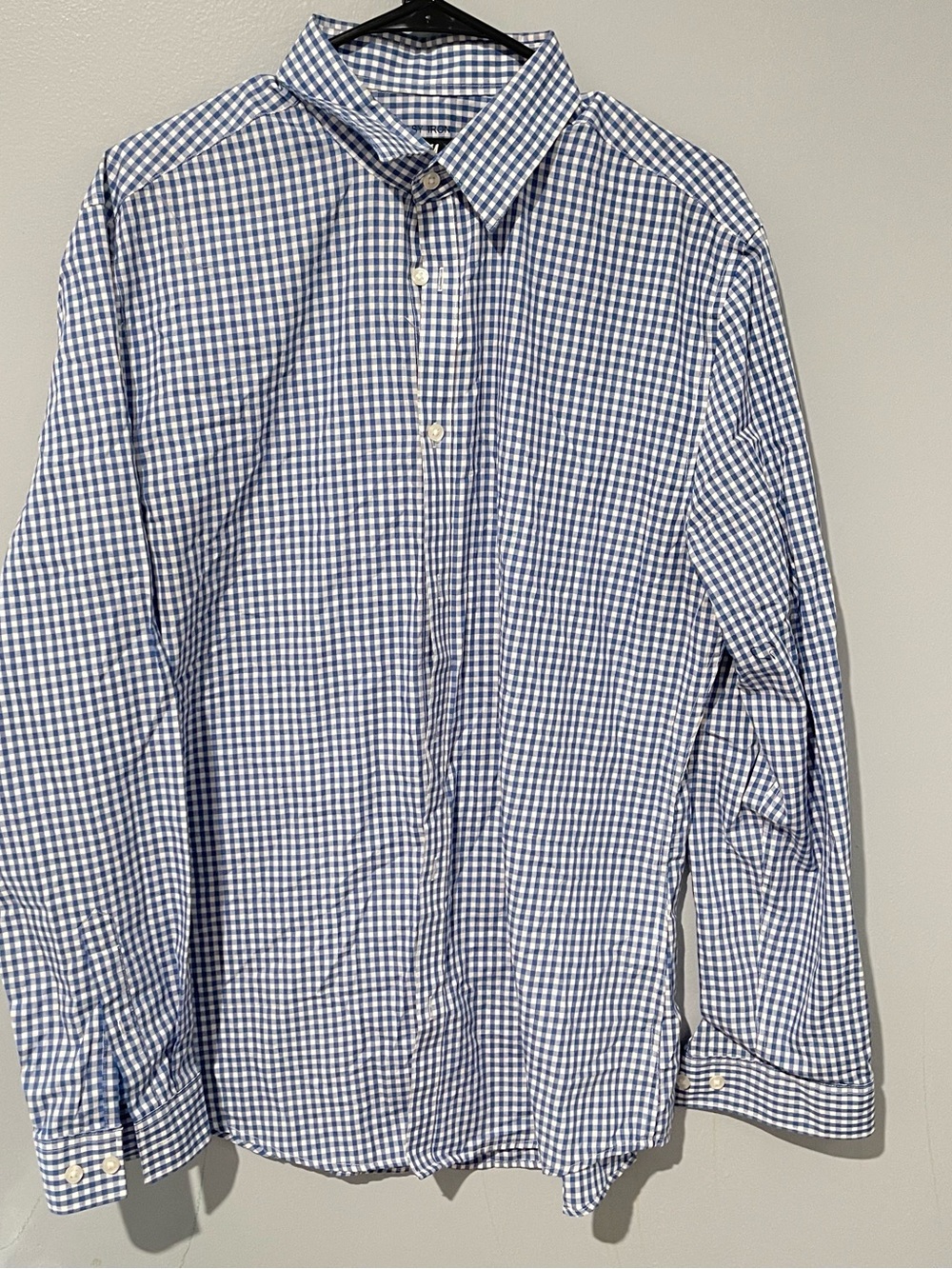 H&M Slim Fit Blue Gingham Men’s Button-Down Shirt Size Large Blue and White